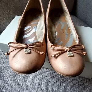 Anne Klein Rose Gold Nubuck Leather Ballerina Flats 8